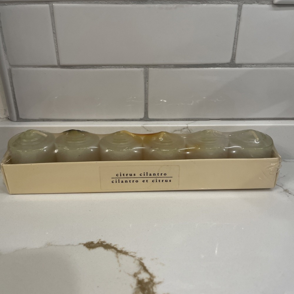 Pier 1 Imports Citrus Cilantro Candles Votive Set of 6 Sealed Scented READ